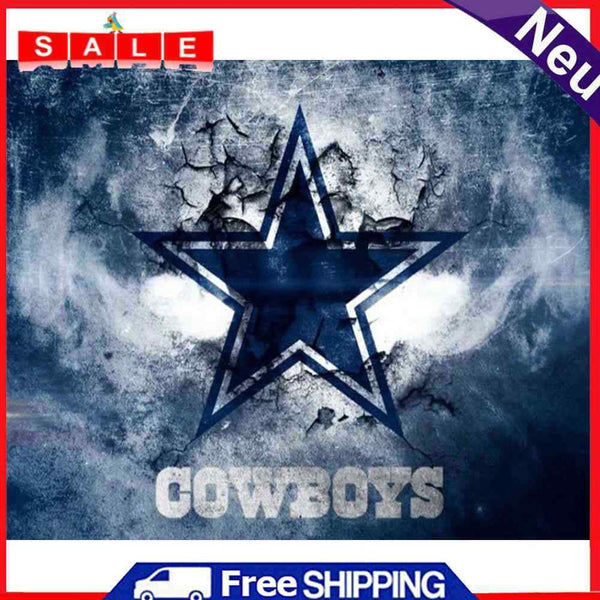 5D DIY Diamond Painting Kits Full Round Drill Cowboys Badge Mosaic Picture Craft