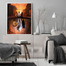 Full Cross Stitch Art Paint 11CT Counted Sunset Cat Embroidery Wall Ornament Kit