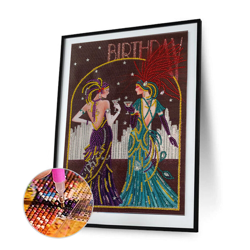 5D DIY Part Special Shaped Drill Diamond Painting Lady Kit Drawing (Y089) Newly