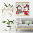 Oil Paint By Numbers Snowman Frameless Picture Craft Kit for Home Living Room