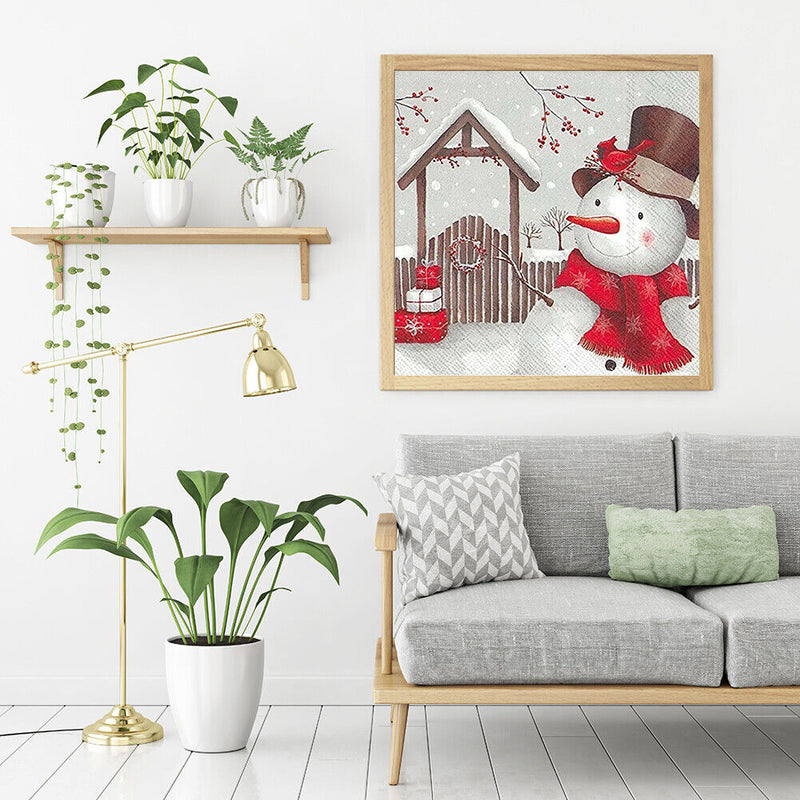Oil Paint By Numbers Snowman Frameless Picture Craft Kit for Home Living Room