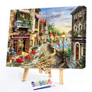 Frameless Oil Paint By Numbers Street Scene DIY Canvas Picture Craft Kit