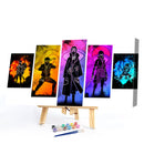 5 Panels Naruto Oil Paint By Numbers Kit DIY Home Decoration Gift Wall Pict