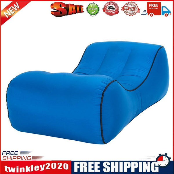 Waterproof Nylon Lazy Bag Inflatable Sofa Outdoor Air Bed (Navy Blue Small)