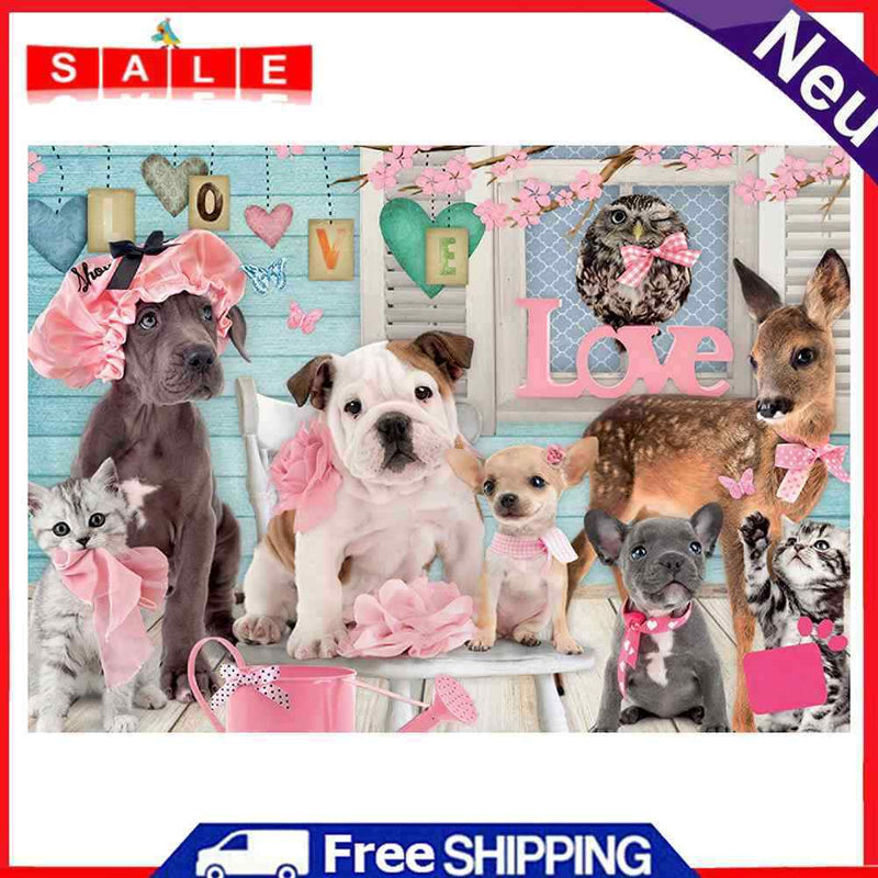 Diamond Painting Cat Dog Party Full Round Drill Picture of Rhinestone DIY Kits