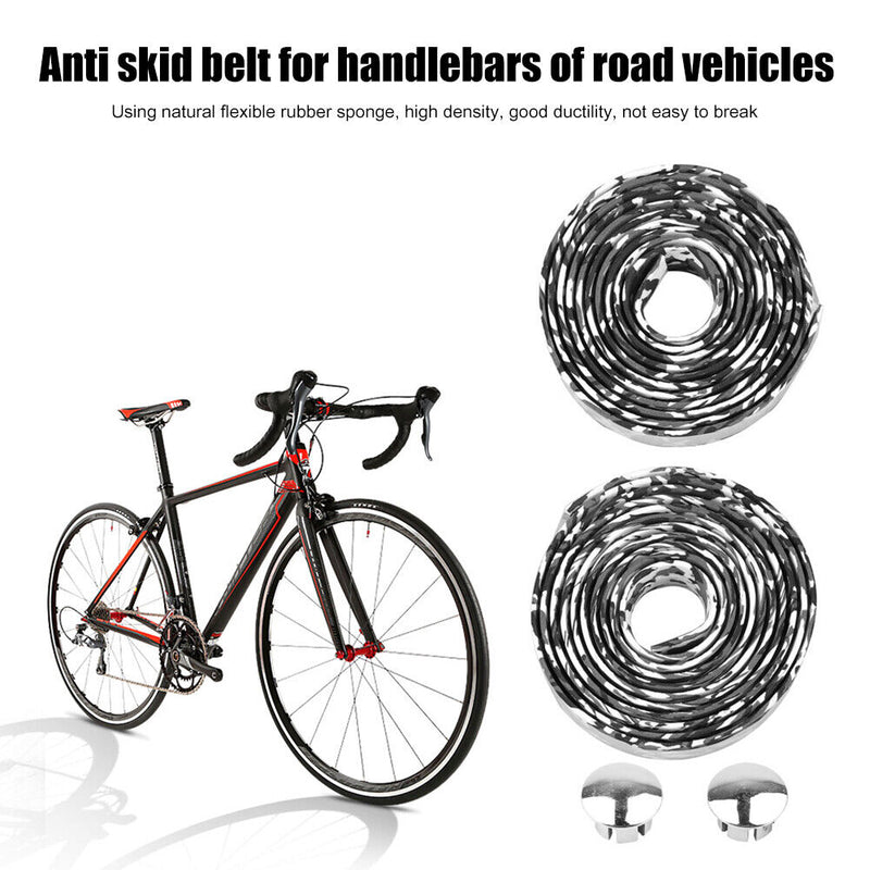 1 Pair Rubber Road Bike Handlebar Tape Plugs Anti-Slip Bicycle Handle Bar B