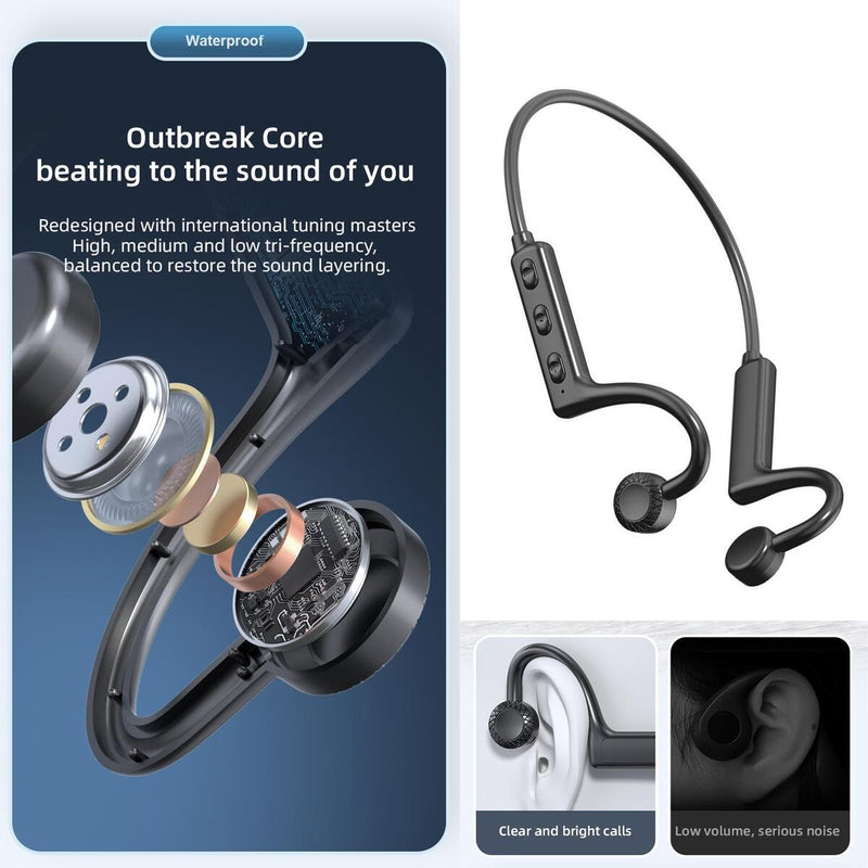 1*Bone Conduction Headphones Bluetooth Wireless Earbuds Outdoor Sport HeadsetNew