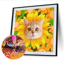 Flower Cat Face Full Round Drill DIY Mosaic Diamond Painting Rhinestone Decor