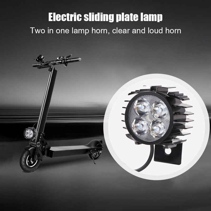 4 LED Electric Folding Bike Front Light Aluminum Alloy 12W Ebike Horn Headlight
