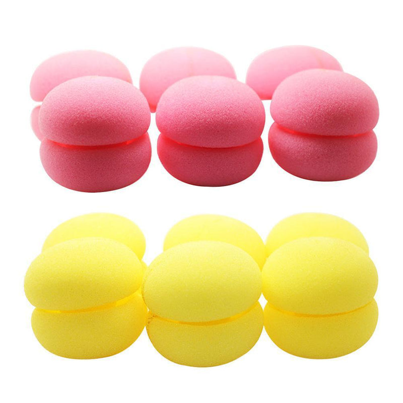 6pcs Sponge Curling Rollers Hair Soft Foam Balls DIY Hairdressing (Yellow)
