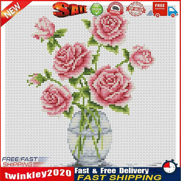 11CT Stamped Cross Stitch Kits DIY Flowers Needlework Craft Decor (M0099) Newly
