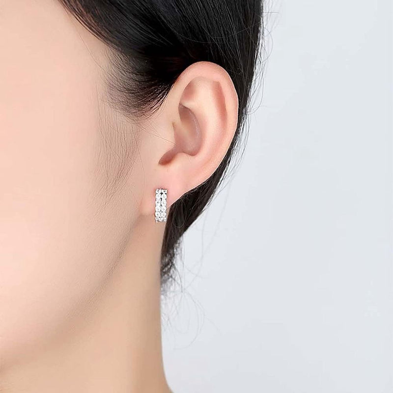 Zircon Ear Buckle Ear Piercing Double Rows Zircon Ear Stud Diamond Earrings