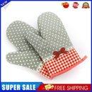 Microwave Oven Bow Print Baking Gloves Non-Slip Insulation Cooking Gloves