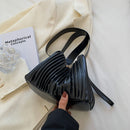Fashion Pleated Crossbody Handbags PU Leather Women Solid Bucket Coin Purses