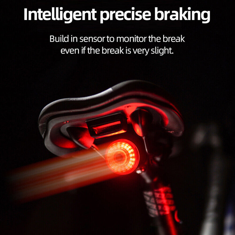 LED Bike Taillight USB Rechargeable Bicycle Smart Brake Sensing Rear Light