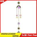 Metallic Hoop Moon Sun Crystal Pendant Wind Chime Hanging Drop Garden Decoration