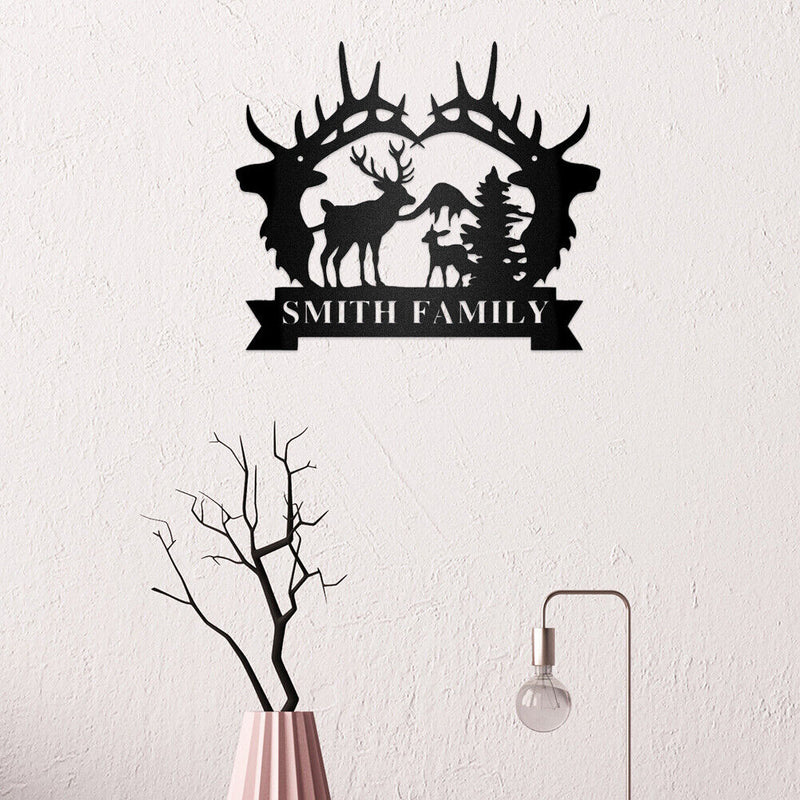 Metal Deer Family Hanging Art Craft Outdoor Garden Decoration Household Sup