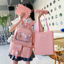 4pcs/Set Women School Backpacks Teenagers Girls Student Book Bag Satchel Mochila