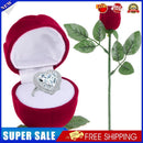 Romantic Red Rose Engagement Wedding Ring Earrings Jewelry Gift Box Case
