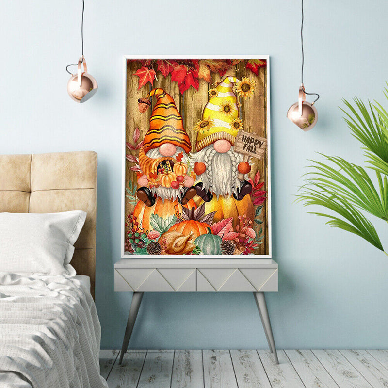 5D Rhinestone Pictures DIY Pumpkin Gnome Full Round Drill Diamond Painting Kit