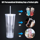Transparent Drink Tea Milk Mug Water Bottle With Lid Drinking Cup Straw Cup