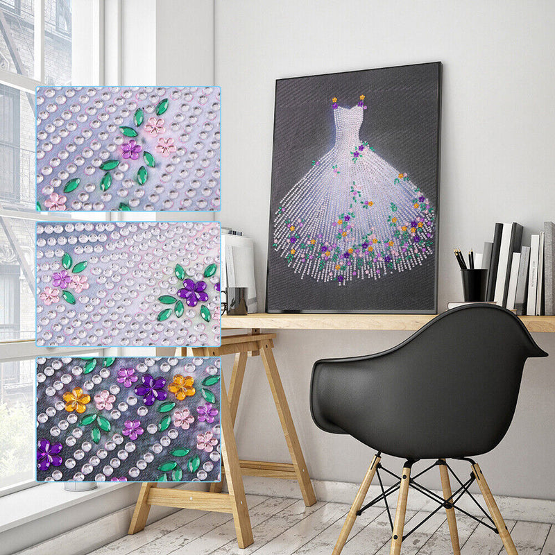 Special Shaped 5D Kit White Wedding Dress Diamond Painting Craft (YXC021)