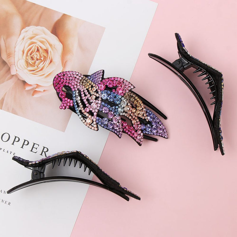 Duckbill Hair Claws Flower Hair Clip Rhinestone Hairpin Hair Dovetail Clips