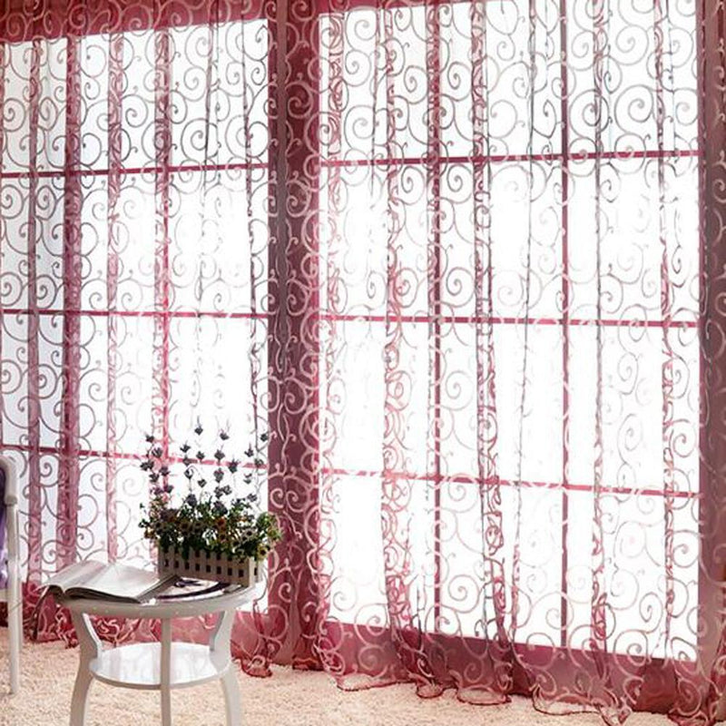 2pcsYarn Window Tulle Curtains Window Voile Curtains for Living Room-Coffee