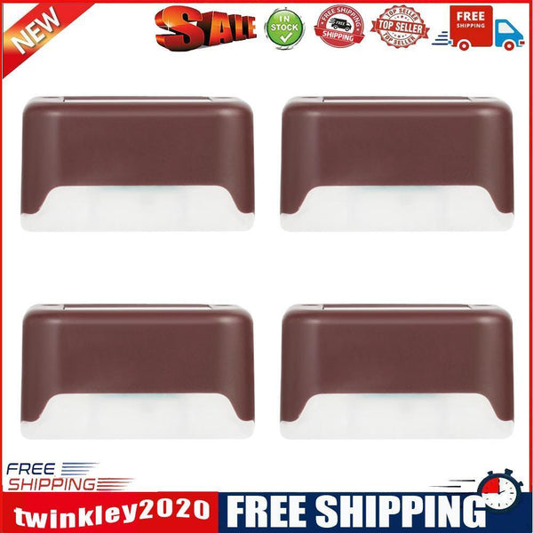 4x Solar Deck Step Wall Lights Stairs Fence Decor Lamps (Brown/Color Light)