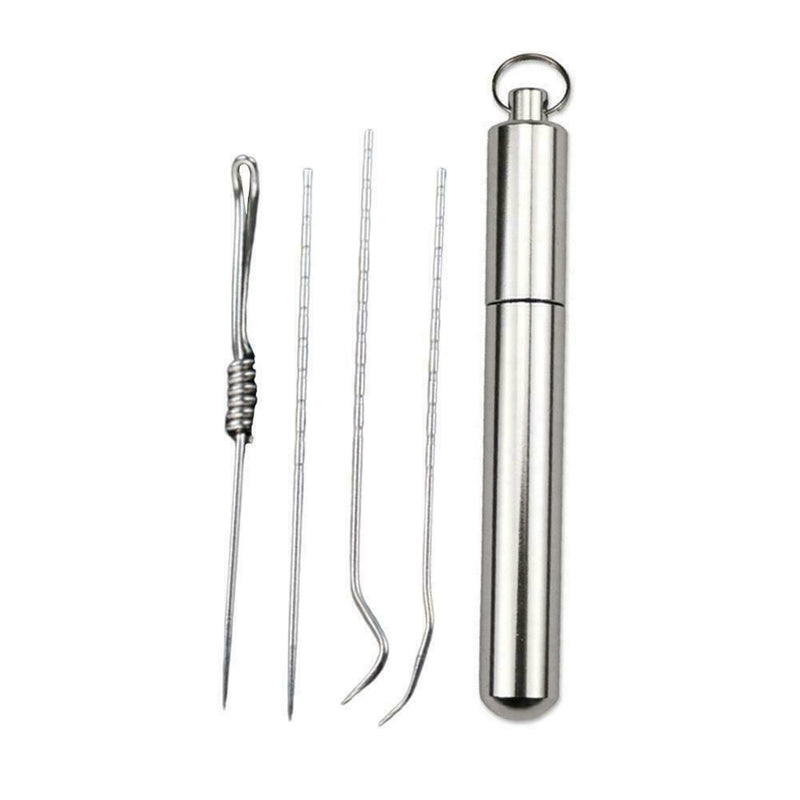 4pcs Steel Toothpick Care + Toothpick Holder Outdoor A2U3 K5F9 Set W1H0 E6B4