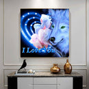 5D DIY Wolf Flowers Full Round Drill Diamond Painting Drawing Art Mosaic Craft
