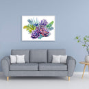 11CT Stamped Canva Partial Cross Stitch Embroidery Succulent Print Cotton Thread