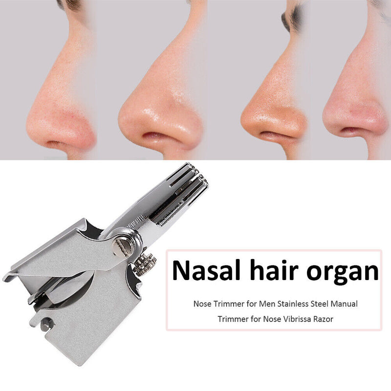 Nose Trimmer for Men Stainless Steel Manual Nasal Razor Washable (Metal)