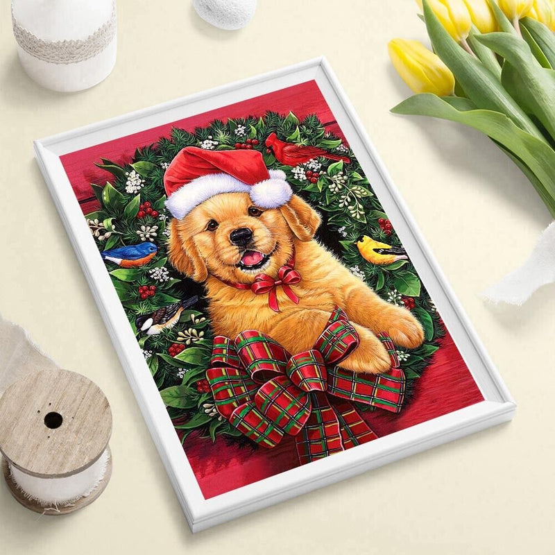 DIY Home 5D Diamond Painting Full Round Drill Christmas Dog Ornament Picture Kit