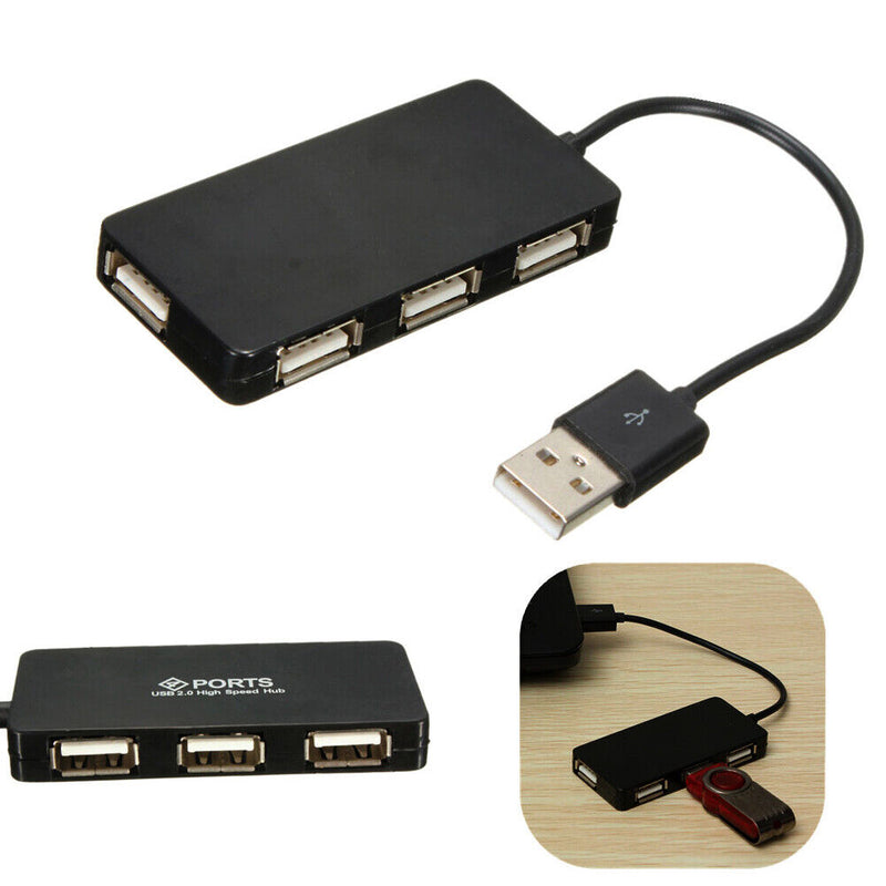 High-Speed USB 2.0 Hub 4-Port 480Mbps Hub USB Port for Laptop PC Peripherals