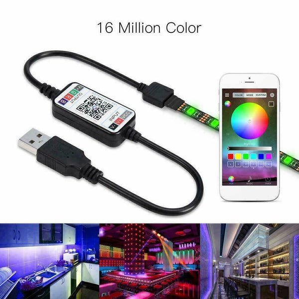 Mini USB Bluetooth/Wifi RGB LED Controller Remote 5V 5050 Light Strip 2Q6W A4Y9