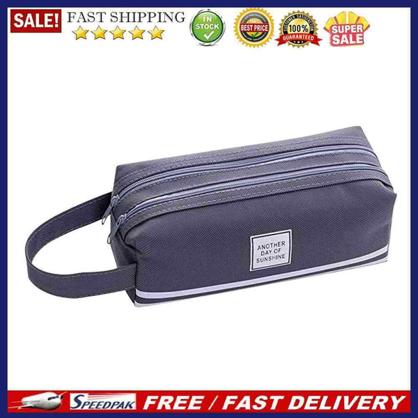 Solid Color Stationery Storage Bag Zipper Oxford Cloth School Office Supplies