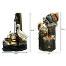 2PCS Solar Power Duck & Squirrel Family Garden Water Feature Fountain Statue