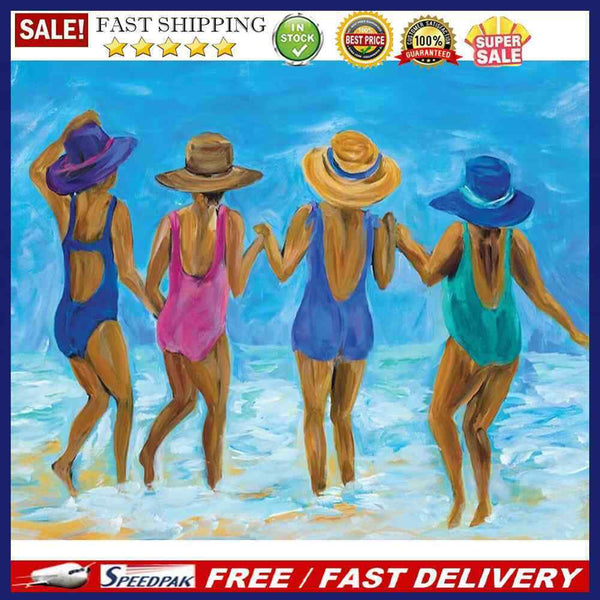 Beach Girls Oil Paint by Numbers Hand Painted Frameless Picture Home Orname