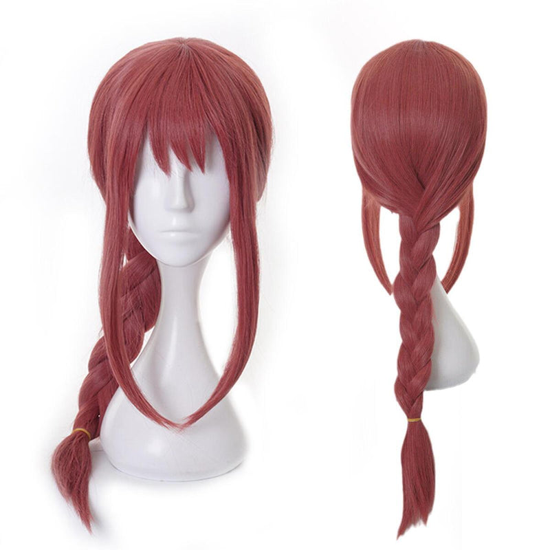 Anime Chainsaw Man Makima Pink Long Braid Hair Cos Costume Wig with Free Cap_