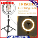 10"" LED Selfie Ring Light Makeup Studio Video Lamp with Tripod Cell Phone Holder
