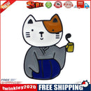Japanese Kimono Cat Pins Brooch Fashion Badges Jacket Jewelry Gift (Blue)