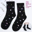 Cotton One Size Women Comfortable Creative Tube Sock Moon Starry Sky