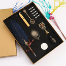 Retro with Nib Ink Bottle Calligraphy Feather Dip Pen Kit (Dark Blue)