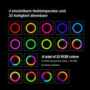 Modes Video Light 6 inch Ring Fill Light Phone Selfie 33 RGB For YouTube TikTok