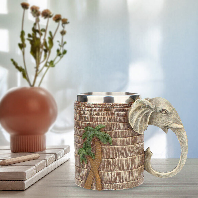Coconut Tree Elephant Coffee Cup Tropical Rainforest Coffee Mug Creative Decor