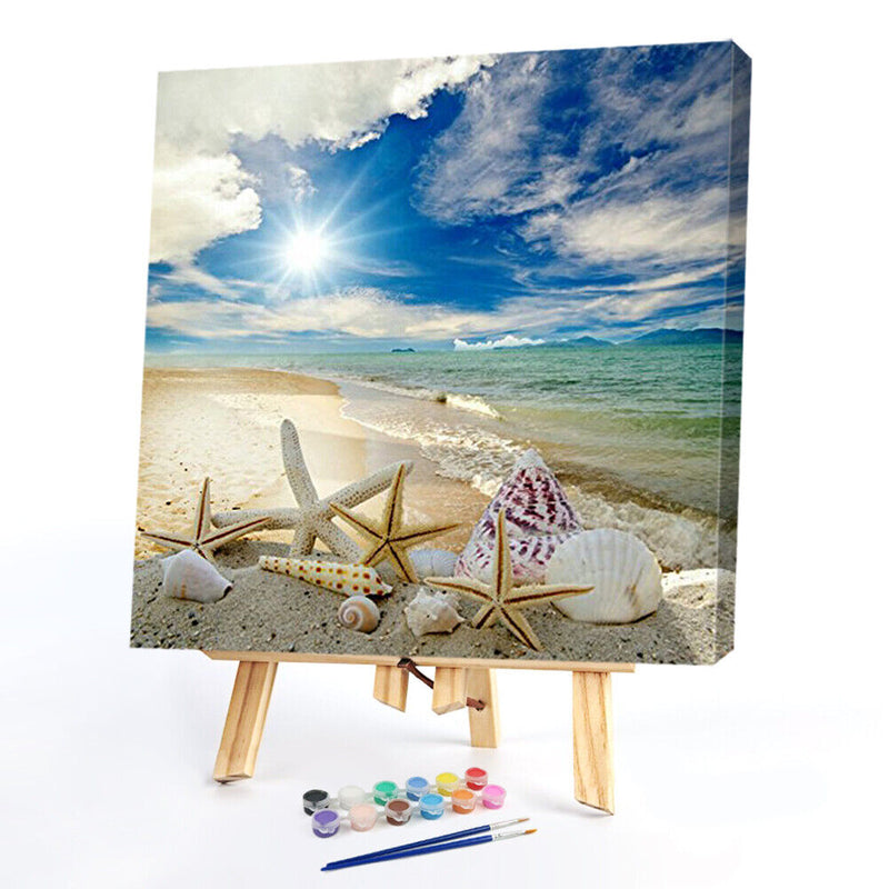 DIY Paint By Number Kit Seaside Beach Scenery No Frame for Home Art Decor