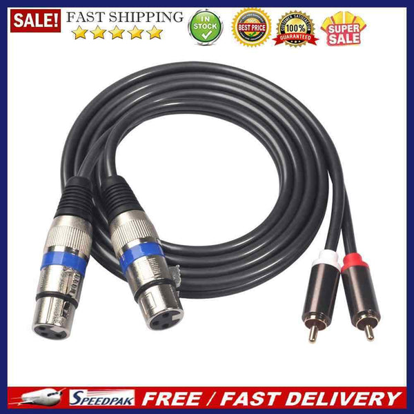1.5m/4.9ft Dual XLR Female to Dual RCA Male Audio Microphone Cable Adapter