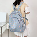 #A Fashion Floral Backpack Nylon Female Preppy Style Large Capacity Schoolbag