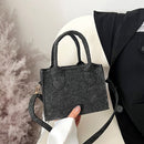 Felt Shoulder Message Bag Pure Mini Purse Crossbody Tote Handbag (Black)